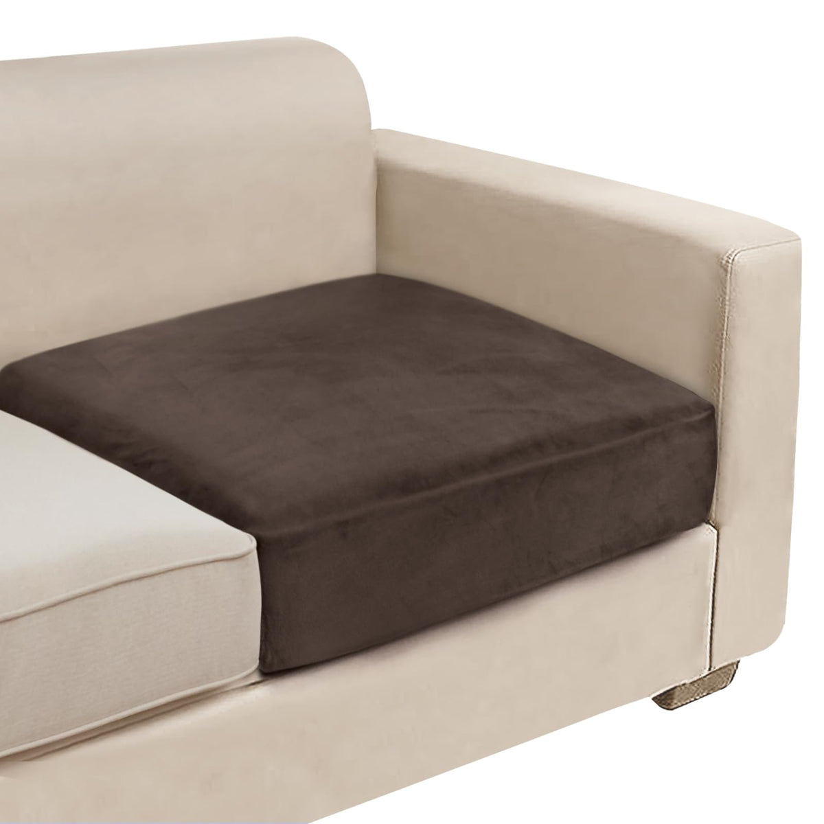 NAISI Sectional Couch Cover 4 Pieces Velvet Separate Couch Cushion Covers L Shape Soft Stretch Sofa Slipcovers with 2pcs Pillowcases for Left/Right Chaise Sectional Couch(3 Seater+1 Chaise,Dark Grey)