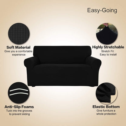 Easy-Going Stretch Couch Covers for Sofa Washable Large Black