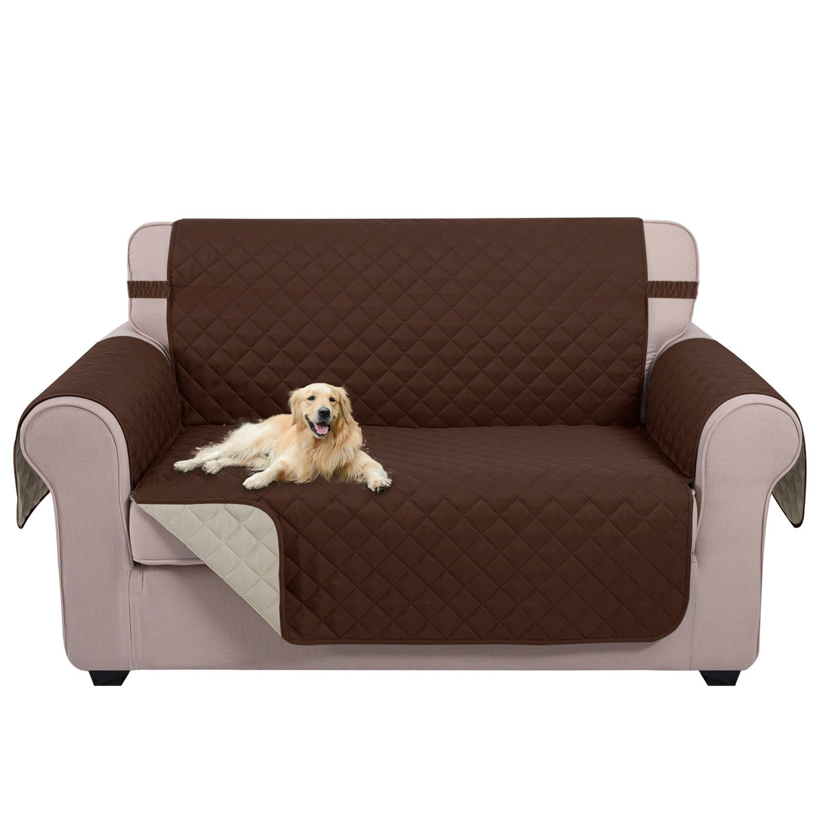 U-NICE HOME Reversible Sofa Cover Couch Cover for Dogs, Coffee/Beige