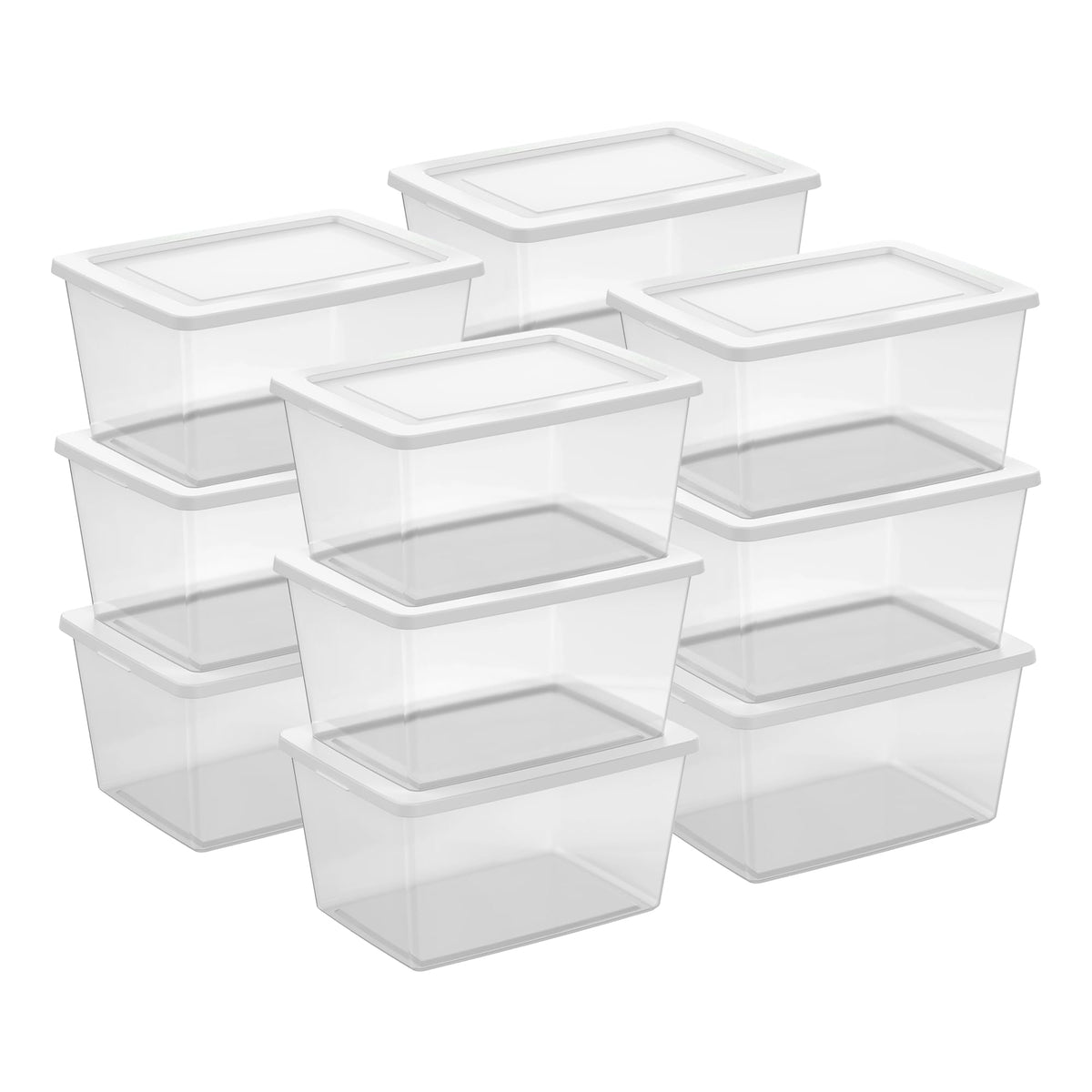 Sterilite Storage Box Stackable Tote, White, 12 Quart, 12 Pack