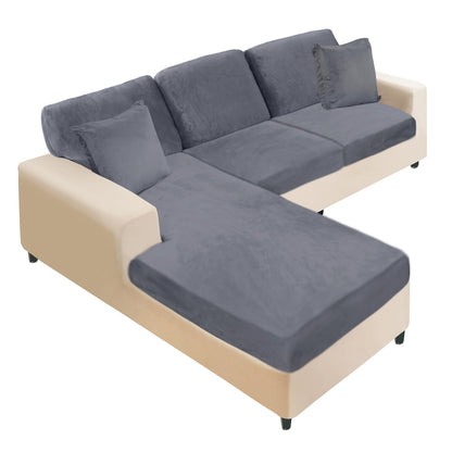 NAISI Sectional Couch Cover 4 Pieces Velvet Separate Couch Cushion Covers L Shape Soft Stretch Sofa Slipcovers with 2pcs Pillowcases for Left/Right Chaise Sectional Couch(3 Seater+1 Chaise,Dark Grey)
