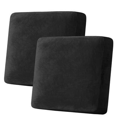 H.VERSAILTEX Velvet Stretch Couch Cushion Cover Plush Cushion Slipcover for Chair Loveseat Sofa Cushion Furniture Protector Seat Cushion Sofa Cover (2 Piece Large Sofa Cushion Covers, Ivory)