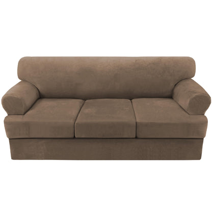 H.VERSAILTEX Sofa Cover 4 Piece T Cushion Sofa Slipcovers Couch Cover Furniture Protector Stretch T Cushion Sofa Covers for 3 Cushion Couch with 3 Individual T Cushion Covers, Ivory