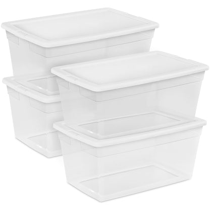 Sterilite Storage Box Stackable Tote, White, 12 Quart, 12 Pack