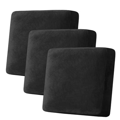 H.VERSAILTEX Velvet Stretch Couch Cushion Cover Plush Cushion Slipcover for Chair Loveseat Sofa Cushion Furniture Protector Seat Cushion Sofa Cover (3 Piece Sofa Cushion Covers, Ivory)