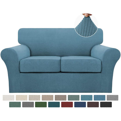 Turquoize 4 Piece Couch Cover Sofa Covers for 3 Cushion Couch Sofa Slipcovers Washable Sofa Cover for Dogs with Individual Couch Cushion Covers Feature Jacquard Fabric(3 Cushion Sofa, Biscotti Beige)