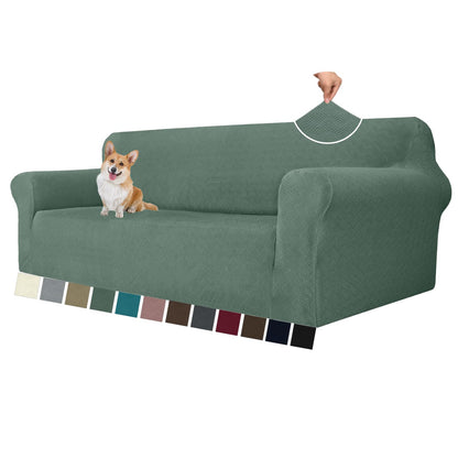 MAXIJIN Super Stretch Couch Cover for 3 Cushion Couch, 1-Piece Universal Sofa Covers Living Room Jacquard Spandex Furniture Protector Dogs Pet Friendly Fitted (Large, Gray)