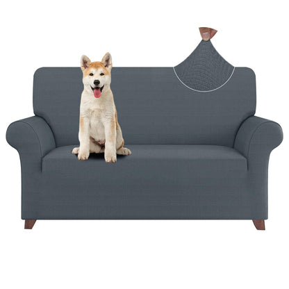 ZNSAYOTX Super Stretch Couch Cover (72"-92") Universal Sofa Covers with Elastic Bottom, Dog Cat Pets Friendly Washable Furniture Protector Fitted Sofa Slipcovers Stay in Place (Dark Grey, Sofa)