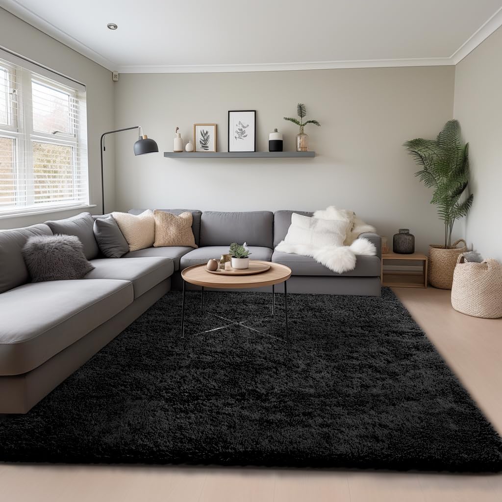 Ophanie Area Rugs 9x12 Living Room, Large Grey Bedroom Carpet, Big Shag Indoor Thick Soft Nursery Rug, Gray Fluffy Carpets for Boy and Girls Room Dorm Home Decor Aesthetic