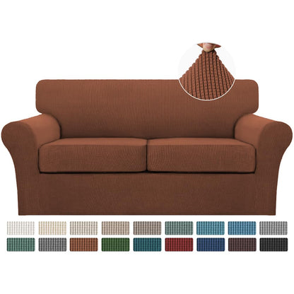 Turquoize 4 Piece Couch Cover Sofa Covers for 3 Cushion Couch Sofa Slipcovers Washable Sofa Cover for Dogs with Individual Couch Cushion Covers Feature Jacquard Fabric(3 Cushion Sofa, Biscotti Beige)