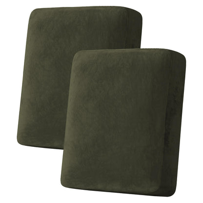 H.VERSAILTEX Velvet Stretch Couch Cushion Cover Plush Cushion Slipcover for Chair Loveseat Sofa Cushion Furniture Protector Seat Cushion Sofa Cover (2 Piece Large Sofa Cushion Covers, Ivory)