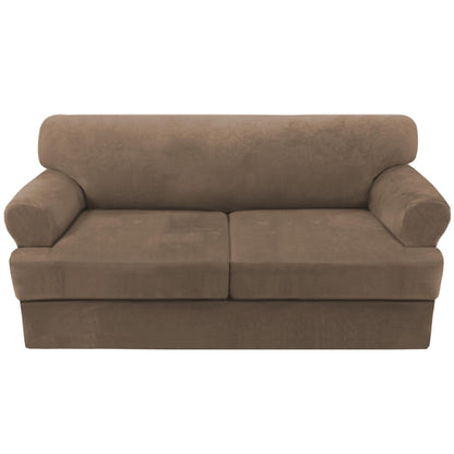 H.VERSAILTEX Sofa Cover 4 Piece T Cushion Sofa Slipcovers Couch Cover Furniture Protector Stretch T Cushion Sofa Covers for 3 Cushion Couch with 3 Individual T Cushion Covers, Ivory