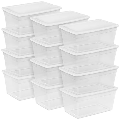 Sterilite Storage Box Stackable Tote, White, 12 Quart, 12 Pack