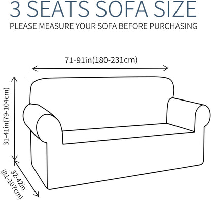 JIVINER High Stretch Couch Covers for 3 Cushion Couch 1-Piece Jacquard Sofa Slipcovers Anti Slip Sofa Cover with Elastic Bottom Furniture Protector for Kids Pets (Sofa, Light Gray and White)