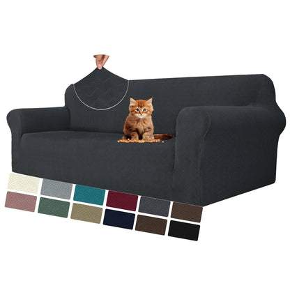 MAXIJIN Super Stretch Couch Cover for 3 Cushion Couch, 1-Piece Universal Sofa Covers Living Room Jacquard Spandex Furniture Protector Dogs Pet Friendly Fitted (Large, Gray)