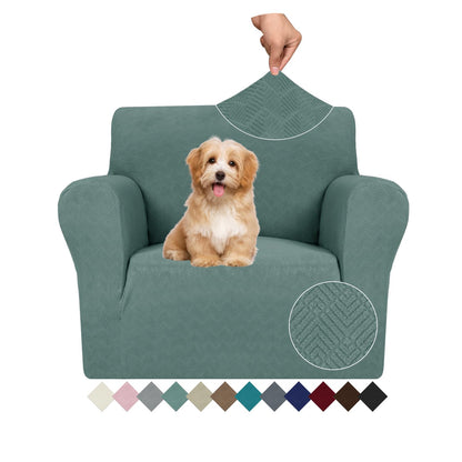 JIVINER High Stretch Couch Covers for 3 Cushion Couch 1-Piece Jacquard Sofa Slipcovers Anti Slip Sofa Cover with Elastic Bottom Furniture Protector for Kids Pets (Sofa, Light Gray and White)