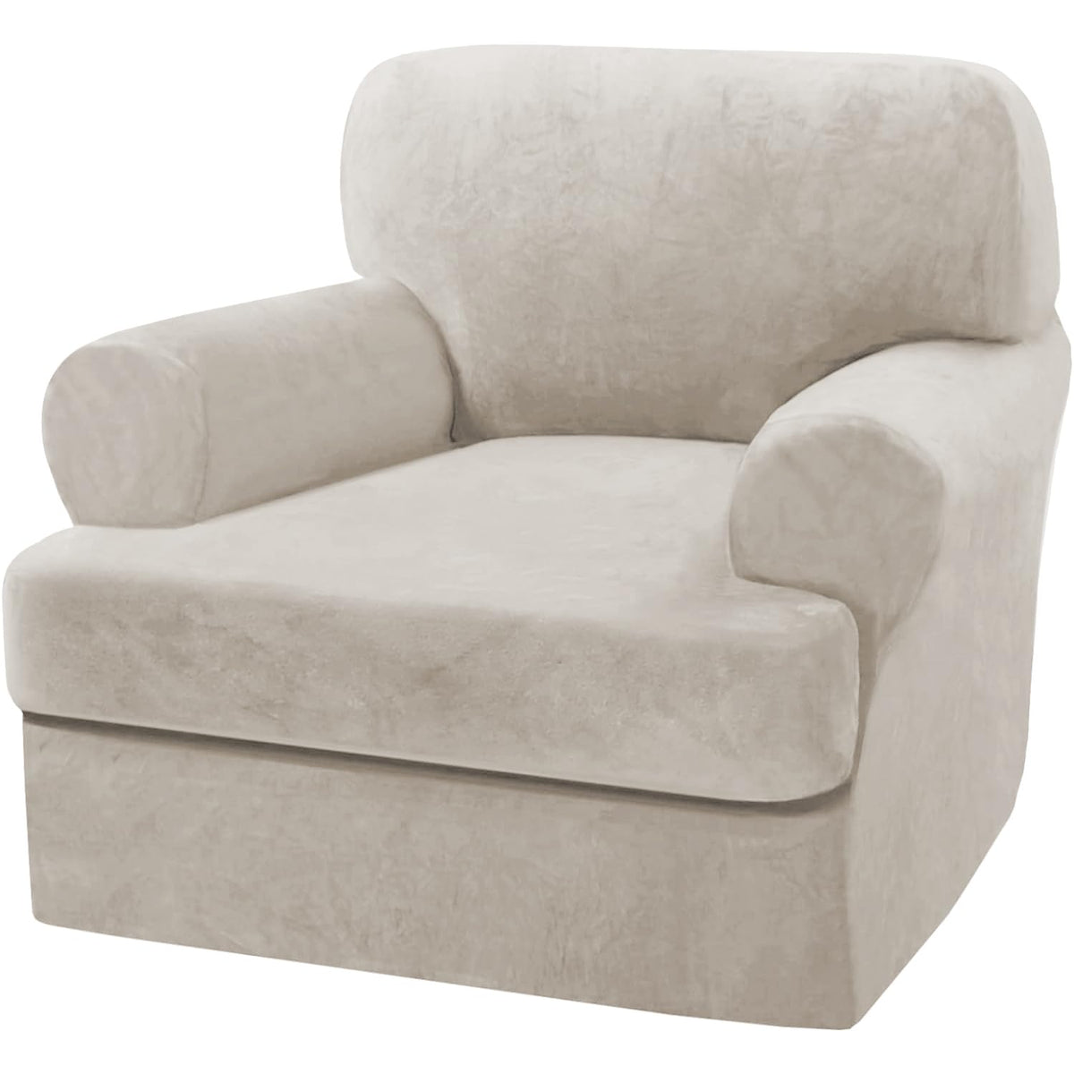 H.VERSAILTEX Sofa Cover 4 Piece T Cushion Sofa Slipcovers Couch Cover Furniture Protector Stretch T Cushion Sofa Covers for 3 Cushion Couch with 3 Individual T Cushion Covers, Ivory