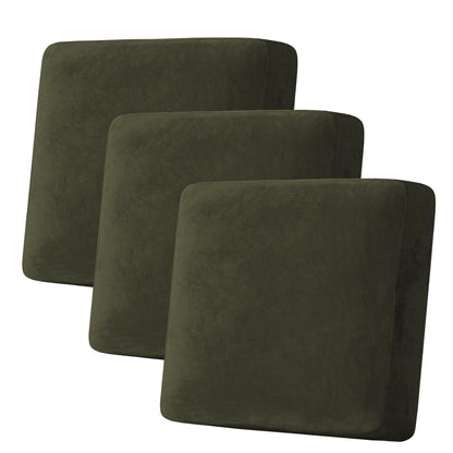 H.VERSAILTEX Velvet Stretch Couch Cushion Cover Plush Cushion Slipcover for Chair Loveseat Sofa Cushion Furniture Protector Seat Cushion Sofa Cover (3 Piece Sofa Cushion Covers, Ivory)