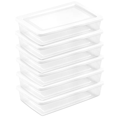 Sterilite Storage Boxes, Stackable Clear Plastic Bins, 6 Quart, 12-Pack