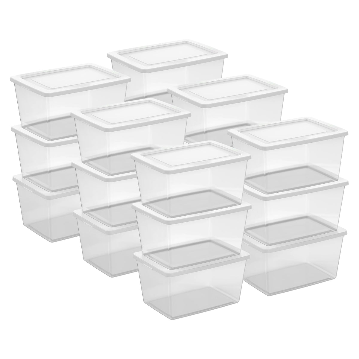 Sterilite Storage Box Stackable Tote, White, 12 Quart, 12 Pack