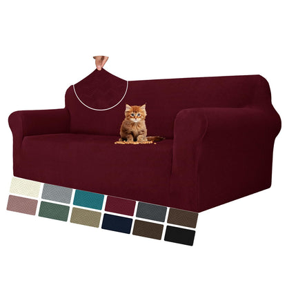 MAXIJIN Super Stretch Couch Cover for 3 Cushion Couch, 1-Piece Universal Sofa Covers Living Room Jacquard Spandex Furniture Protector Dogs Pet Friendly Fitted (Large, Gray)