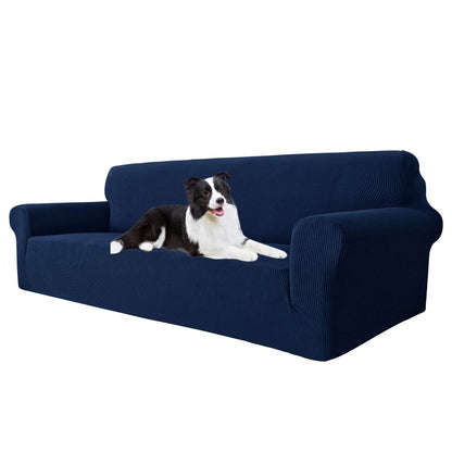MAXIJIN Super Stretch Couch Cover for 3 Cushion Couch, 1-Piece Universal Sofa Covers Living Room Jacquard Spandex Furniture Protector Dogs Pet Friendly Fitted (Large, Gray)