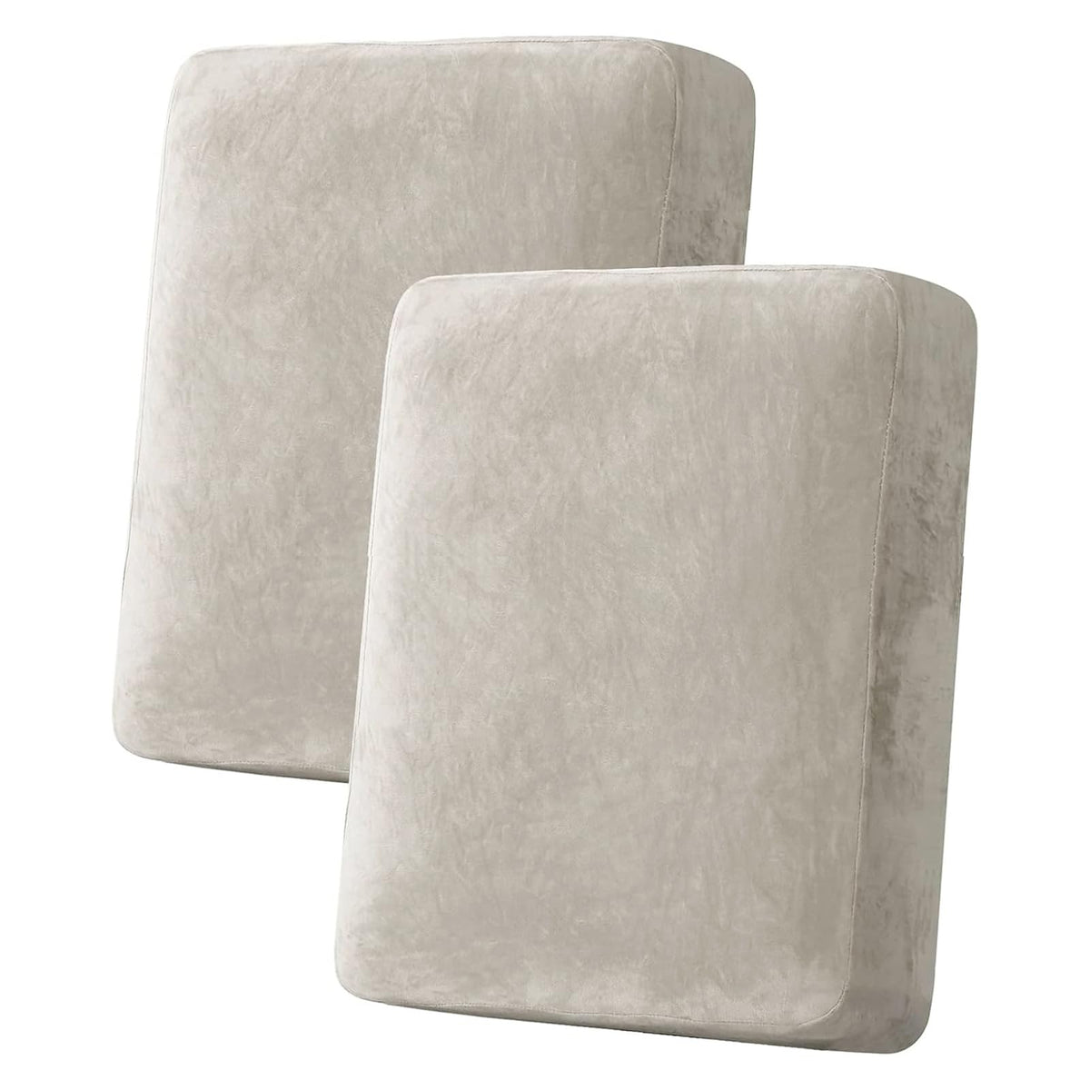 H.VERSAILTEX Velvet Stretch Couch Cushion Cover Plush Cushion Slipcover for Chair Loveseat Sofa Cushion Furniture Protector Seat Cushion Sofa Cover (2 Piece Large Sofa Cushion Covers, Ivory)