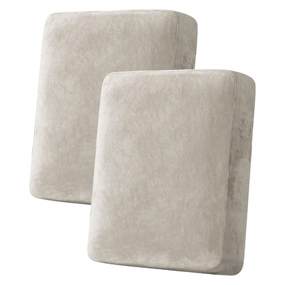 H.VERSAILTEX Velvet Stretch Couch Cushion Cover Plush Cushion Slipcover for Chair Loveseat Sofa Cushion Furniture Protector Seat Cushion Sofa Cover (2 Piece Large Sofa Cushion Covers, Ivory)