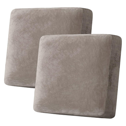 H.VERSAILTEX Velvet Stretch Couch Cushion Cover Plush Cushion Slipcover for Chair Loveseat Sofa Cushion Furniture Protector Seat Cushion Sofa Cover (2 Piece Large Sofa Cushion Covers, Ivory)