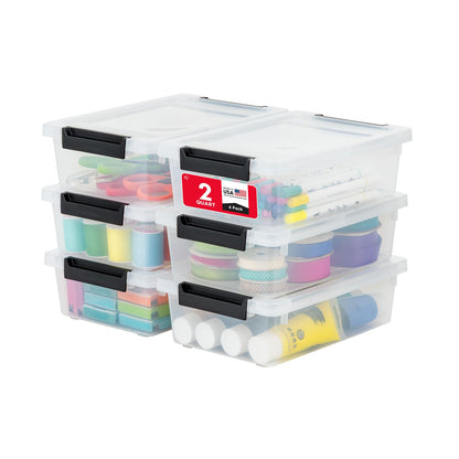 IRIS USA Storage Bins with Lids |Made in USA| 12 Qt - (4-Pack) - Clear