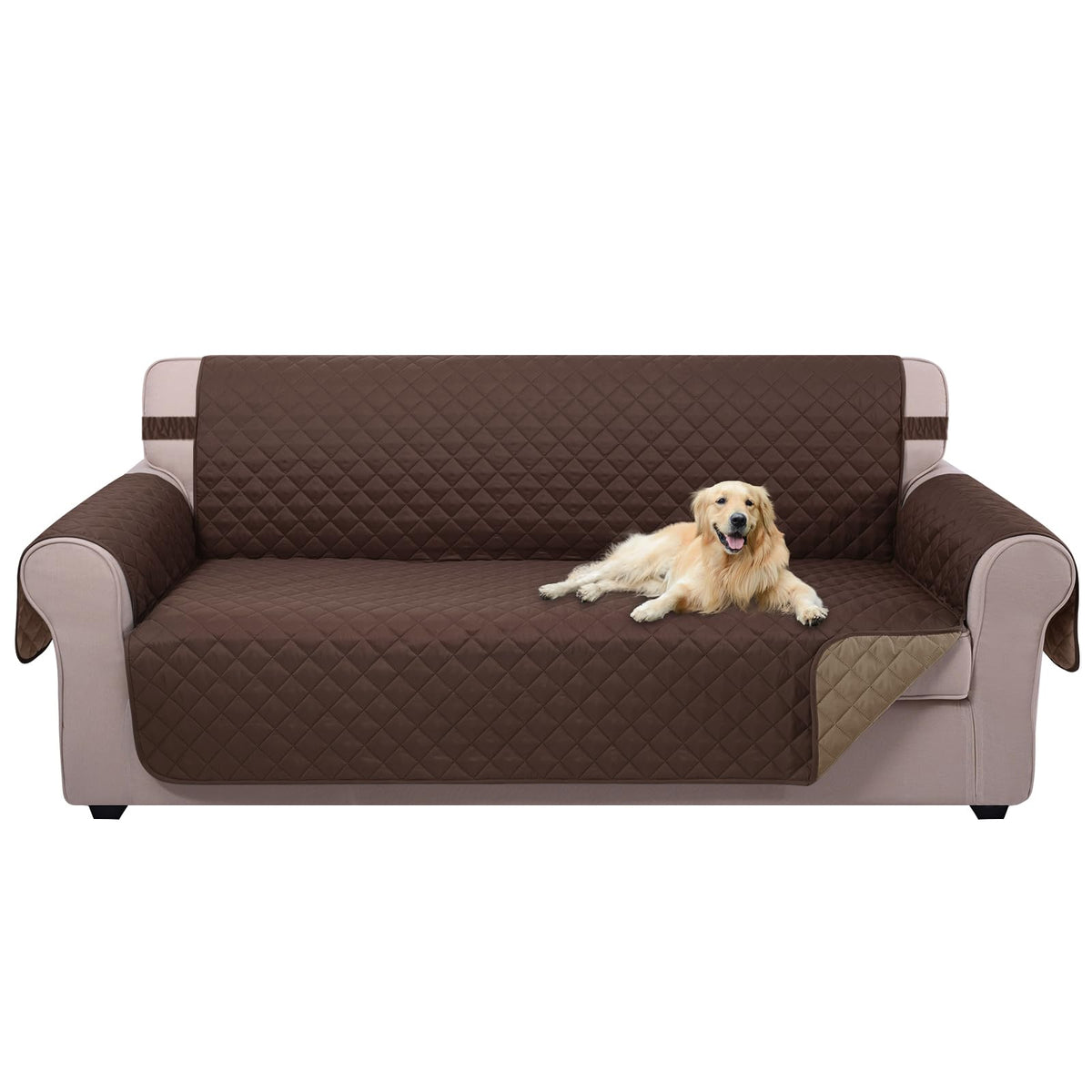U-NICE HOME Reversible Sofa Cover Couch Cover for Dogs, Coffee/Beige