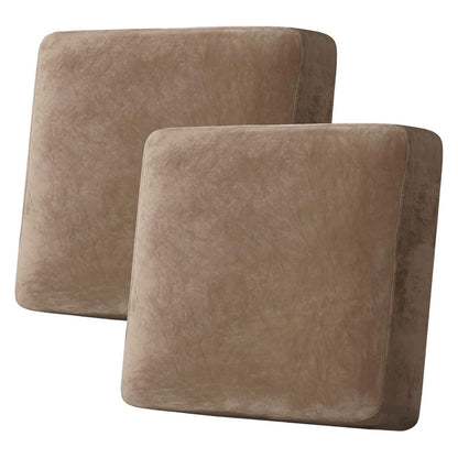 H.VERSAILTEX Velvet Stretch Couch Cushion Cover Plush Cushion Slipcover for Chair Loveseat Sofa Cushion Furniture Protector Seat Cushion Sofa Cover (2 Piece Large Sofa Cushion Covers, Ivory)