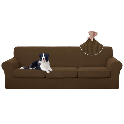 U-NICE HOME 4 Pieces Stretch Couch Cover Sofa Slipcover, Beige