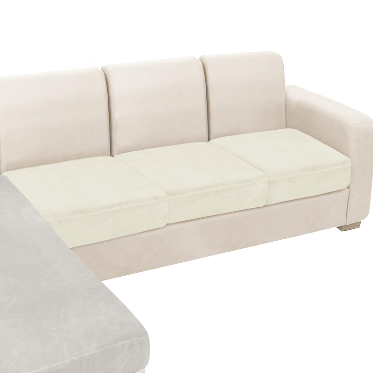 NAISI Sectional Couch Cover 4 Pieces Velvet Separate Couch Cushion Covers L Shape Soft Stretch Sofa Slipcovers with 2pcs Pillowcases for Left/Right Chaise Sectional Couch(3 Seater+1 Chaise,Dark Grey)