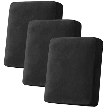 H.VERSAILTEX Velvet Stretch Couch Cushion Cover Plush Cushion Slipcover for Chair Loveseat Sofa Cushion Furniture Protector Seat Cushion Sofa Cover (2 Piece Large Sofa Cushion Covers, Ivory)