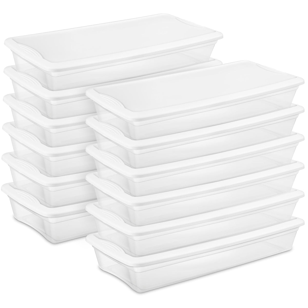 Sterilite Storage Box Stackable Tote, White, 12 Quart, 12 Pack