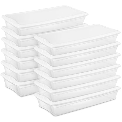 Sterilite Storage Boxes, Stackable Clear Plastic Bins, 6 Quart, 12-Pack