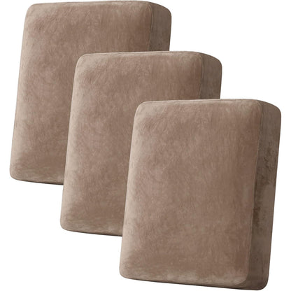 H.VERSAILTEX Velvet Stretch Couch Cushion Cover Plush Cushion Slipcover for Chair Loveseat Sofa Cushion Furniture Protector Seat Cushion Sofa Cover (2 Piece Large Sofa Cushion Covers, Ivory)