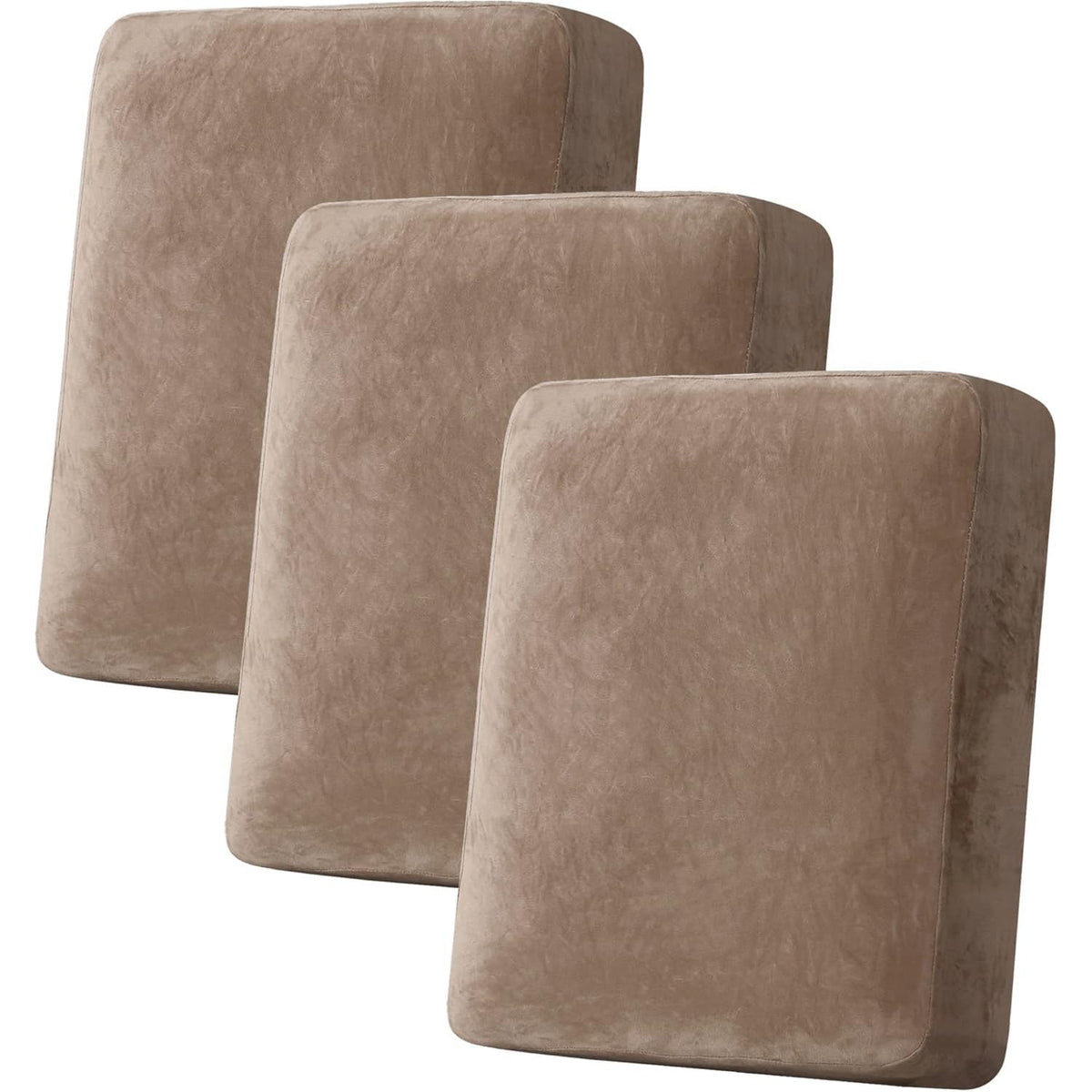 H.VERSAILTEX Velvet Stretch Couch Cushion Cover Plush Cushion Slipcover for Chair Loveseat Sofa Cushion Furniture Protector Seat Cushion Sofa Cover (3 Piece Sofa Cushion Covers, Ivory)
