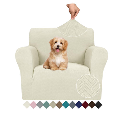 JIVINER High Stretch Couch Covers for 3 Cushion Couch 1-Piece Jacquard Sofa Slipcovers Anti Slip Sofa Cover with Elastic Bottom Furniture Protector for Kids Pets (Sofa, Light Gray and White)
