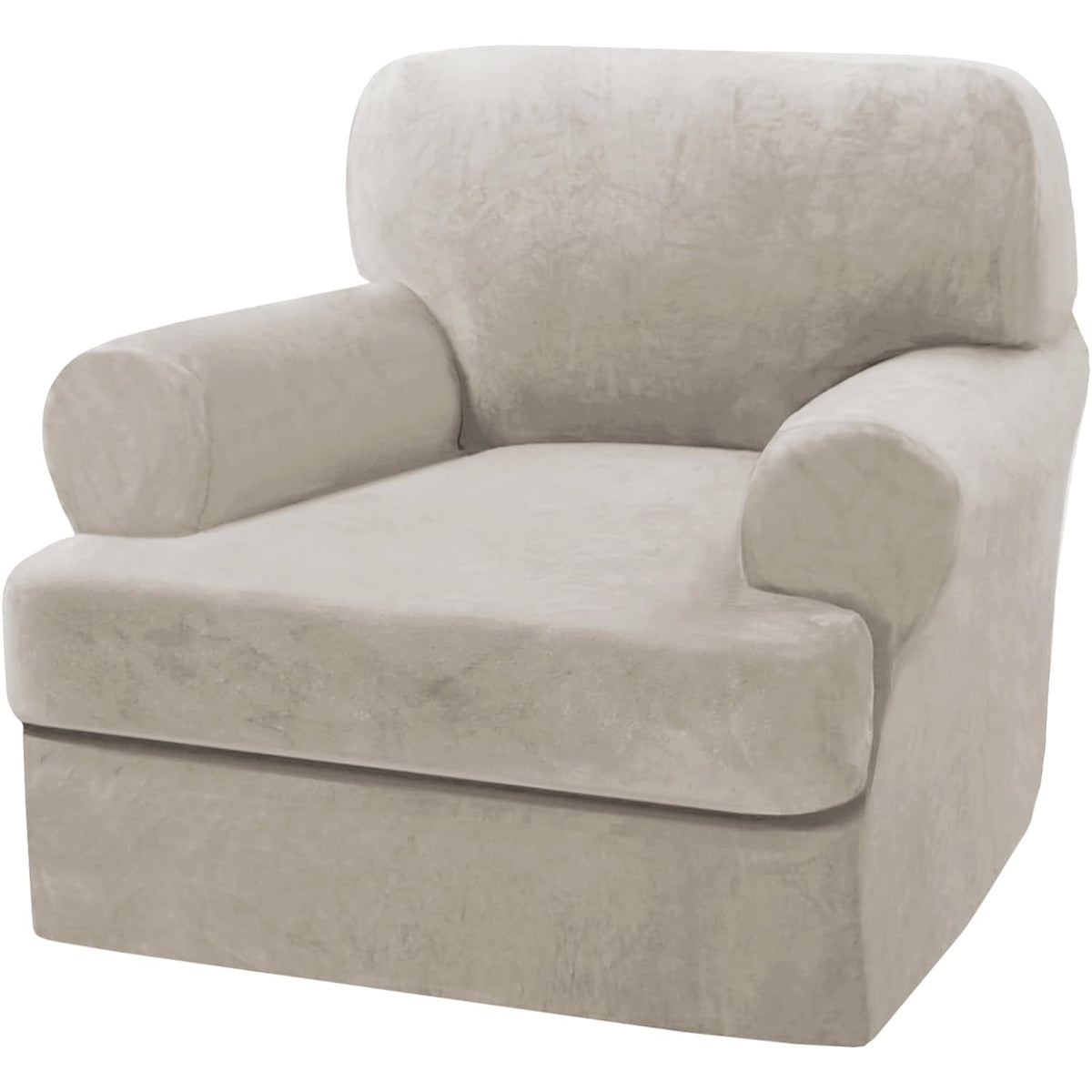 H.VERSAILTEX Sofa Cover 4 Piece T Cushion Sofa Slipcovers Couch Cover Furniture Protector Stretch T Cushion Sofa Covers for 3 Cushion Couch with 3 Individual T Cushion Covers, Ivory