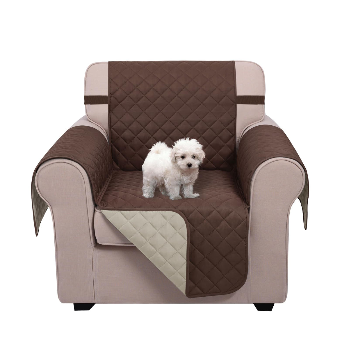 U-NICE HOME Reversible Sofa Cover Couch Cover for Dogs, Coffee/Beige