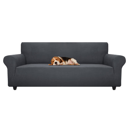 ZNSAYOTX Super Stretch Couch Cover (72"-92") Universal Sofa Covers with Elastic Bottom, Dog Cat Pets Friendly Washable Furniture Protector Fitted Sofa Slipcovers Stay in Place (Dark Grey, Sofa)