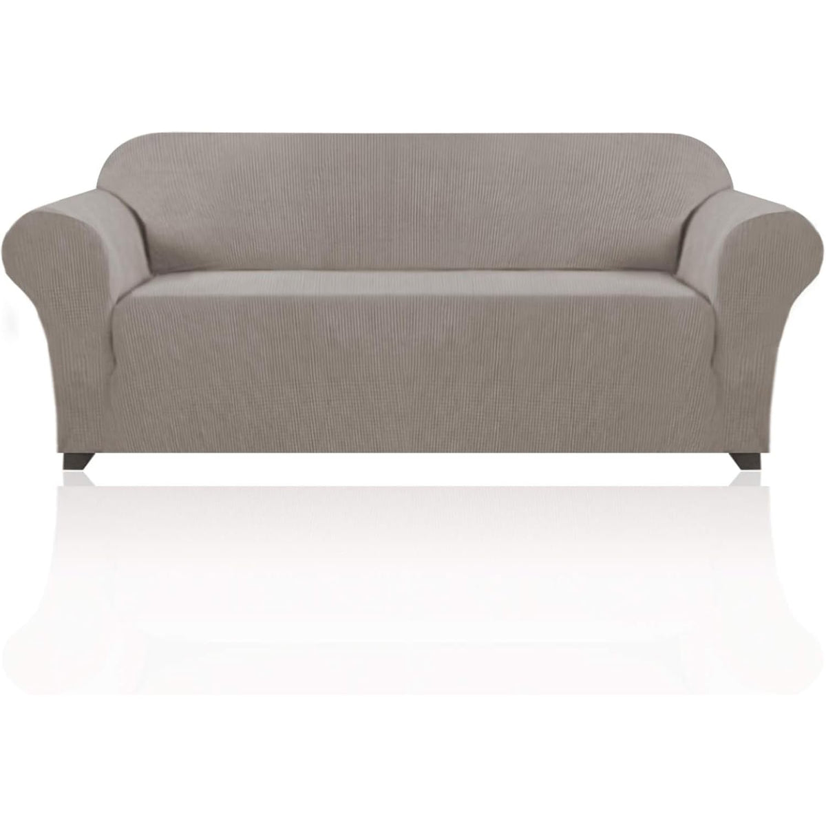 PrinceDeco Stretch Sofa Cover Slipcover Couch Covers for 3 Cushion Couch Furniture Protector Sofa Covers with Non Slip Elastic Bottom Dogs Pet Friendly Fitted (Sofa, Ivory)