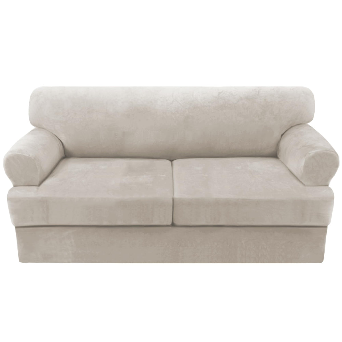 H.VERSAILTEX Sofa Cover 4 Piece T Cushion Sofa Slipcovers Couch Cover Furniture Protector Stretch T Cushion Sofa Covers for 3 Cushion Couch with 3 Individual T Cushion Covers, Ivory