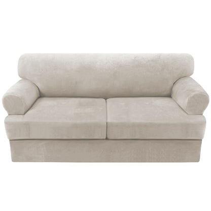 H.VERSAILTEX Sofa Cover 4 Piece T Cushion Sofa Slipcovers Couch Cover Furniture Protector Stretch T Cushion Sofa Covers for 3 Cushion Couch with 3 Individual T Cushion Covers, Ivory