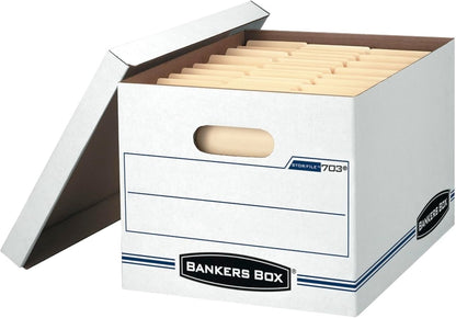 Bankers Box 6-Pack Basic Duty File Storage Boxes with Lids, Letter/Legal, STOR/FILE, (57036-04)