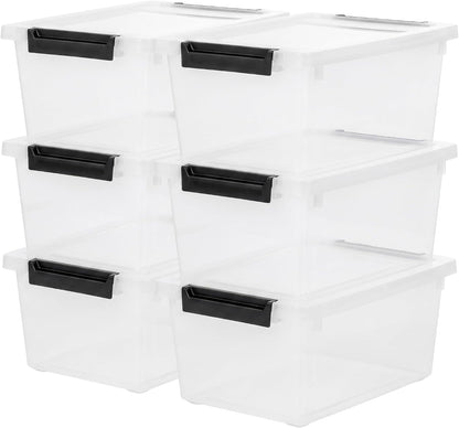 IRIS USA Storage Bins with Lids |Made in USA| 12 Qt - (4-Pack) - Clear