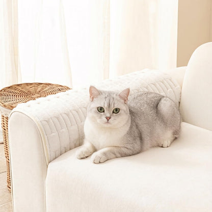 MYSKY HOME 100% Waterproof Couch Cover for Dogs, Plush Pet Couch Covers for Sofa Washable, Couch Covers for 2 Cushion Sofa Pet Friendly, Non-Slip Durable Sofa Cover Slipcover Protector, Cream, 35"x63"