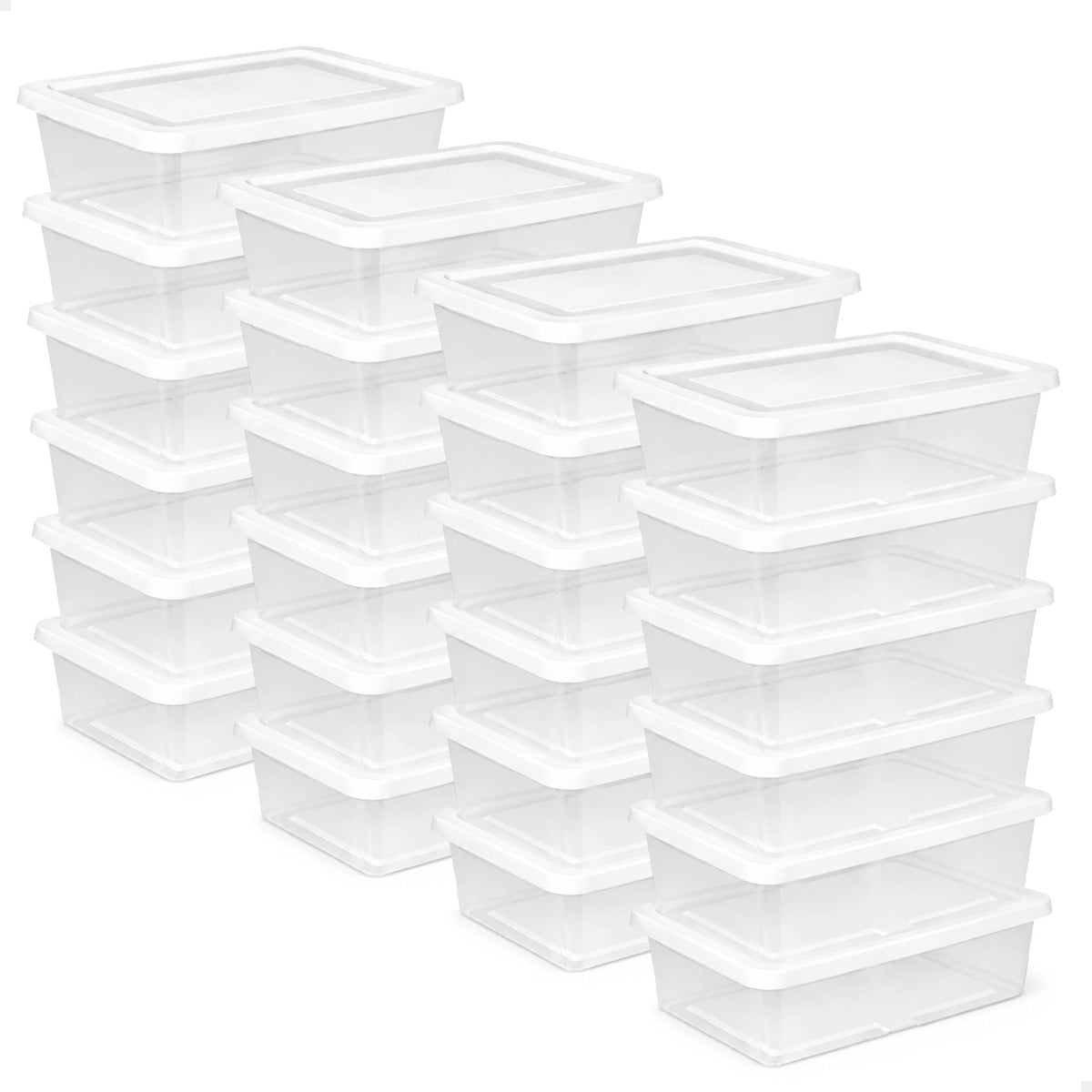 Sterilite Storage Box Stackable Tote, White, 12 Quart, 12 Pack